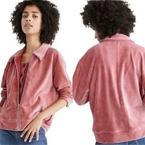 Madewell Texture & Thread corduroy collared full zip‎ jacket pink silver small